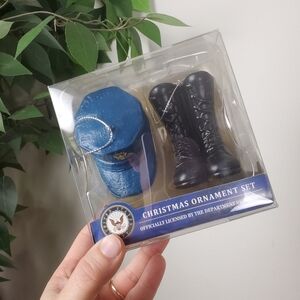 Kurt Adler US Navy Cap and Boots Christmas Ornament Set NEW